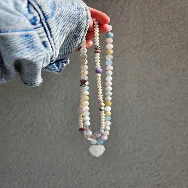 Naszyjnik | MORGANIT, KRYSZTAŁ GÓRSKI