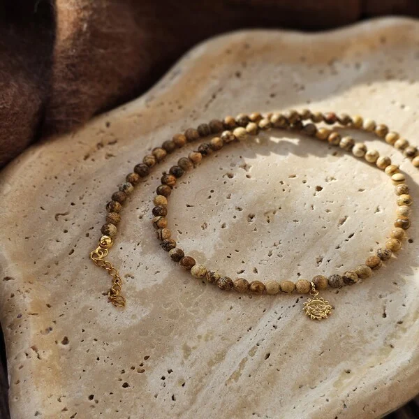 Naszyjnik ze słoneczkiem | JASPIS OBRAZKOWY