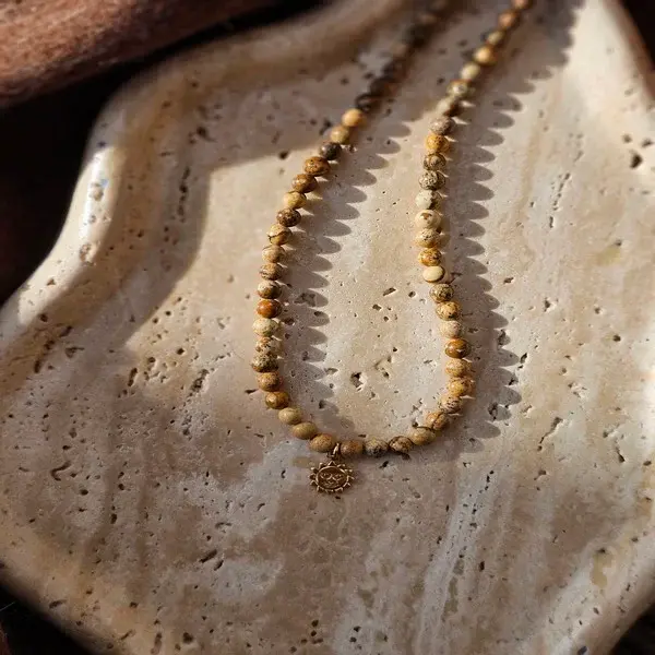 Naszyjnik ze słoneczkiem | JASPIS OBRAZKOWY