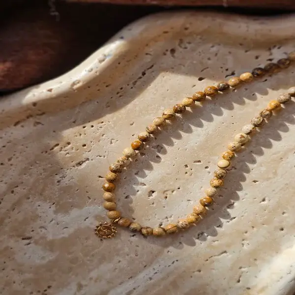 Naszyjnik ze słoneczkiem | JASPIS OBRAZKOWY