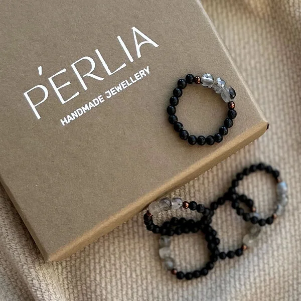 Pierścionek | TURMALIN, LABRADORYT