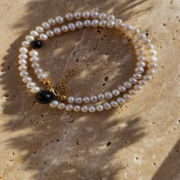 Naszyjnik z pereł i turmalinów