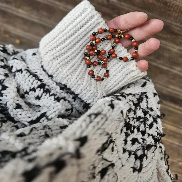 Naszyjnik z kamienia jaspis, czarny turmalin